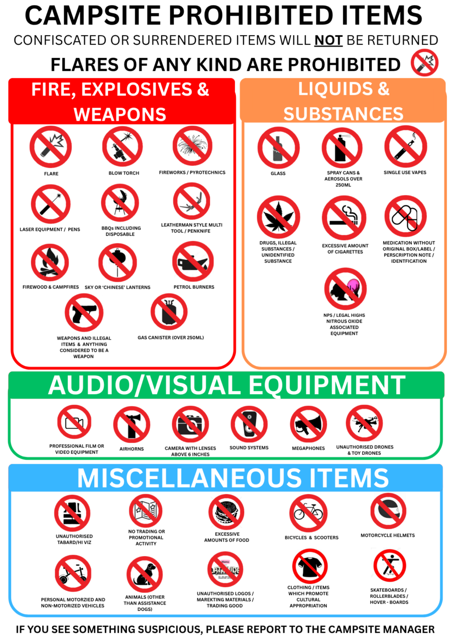 campsite prohibited items list