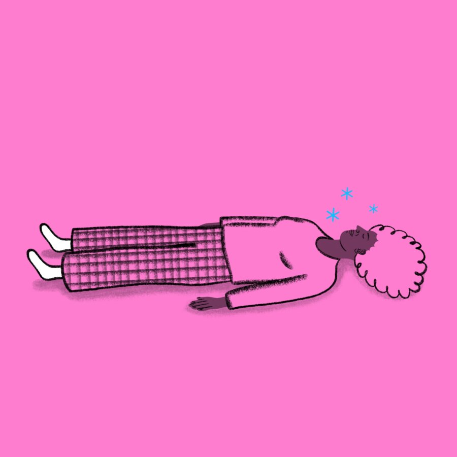 cartoon image of a person lying on the ground