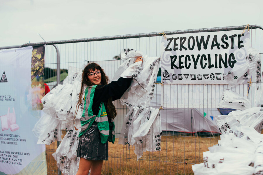 a member of our green team with some zero waste recycling bags 