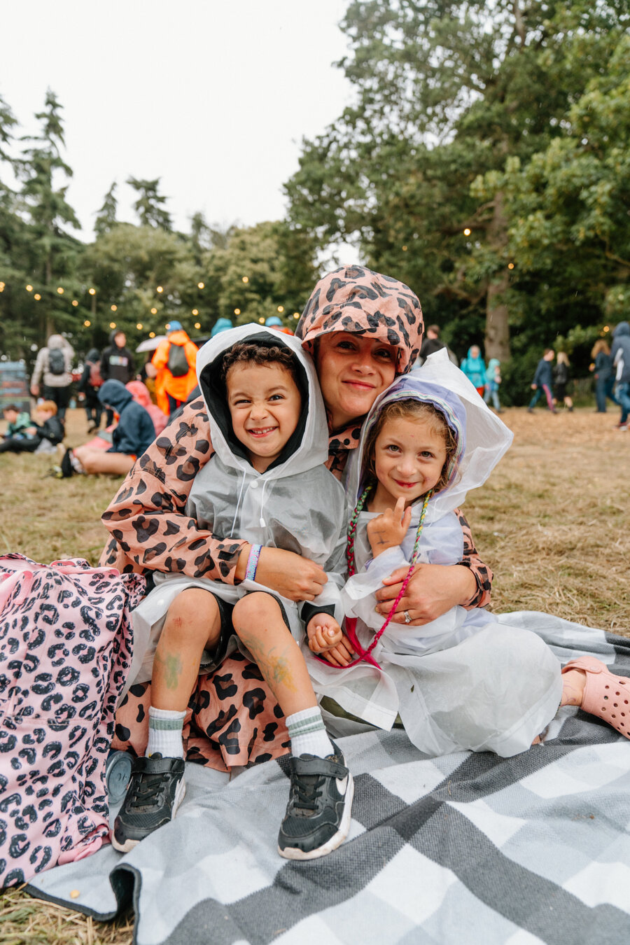 family wearing waterproof clothing