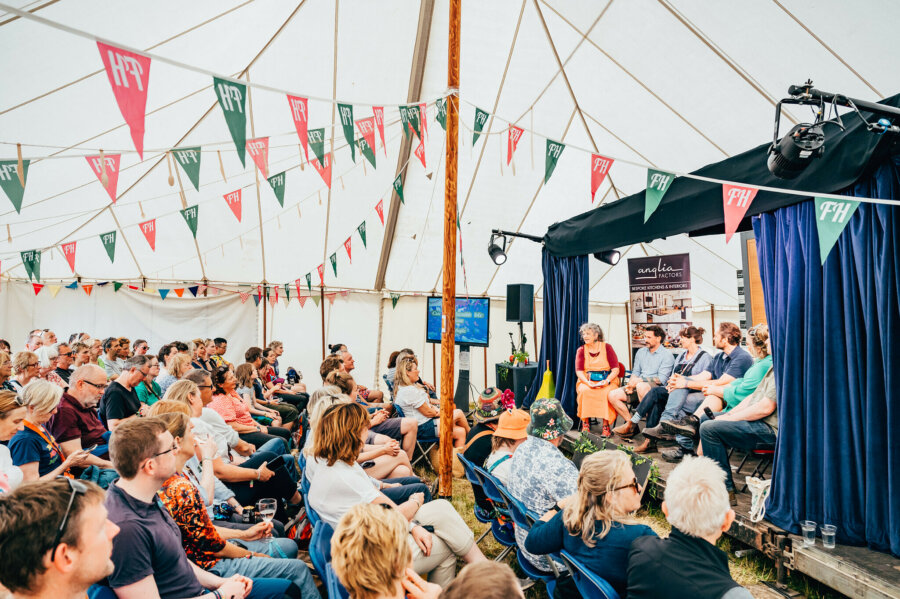 image from inside the theatre of food tent